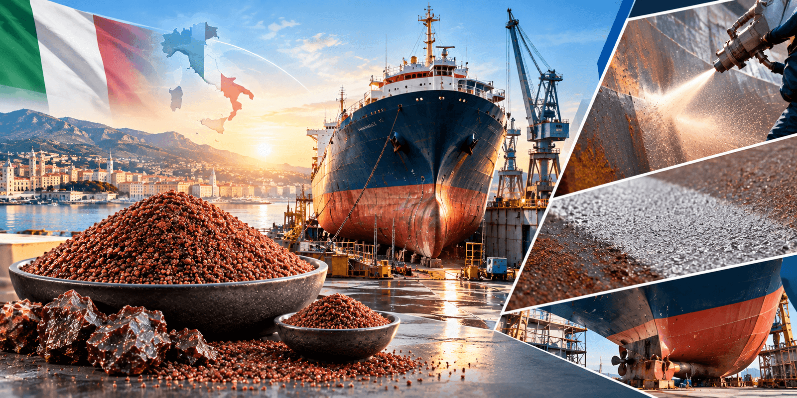Garnet Abrasive for Shipbuilding and Ship Repair Italy